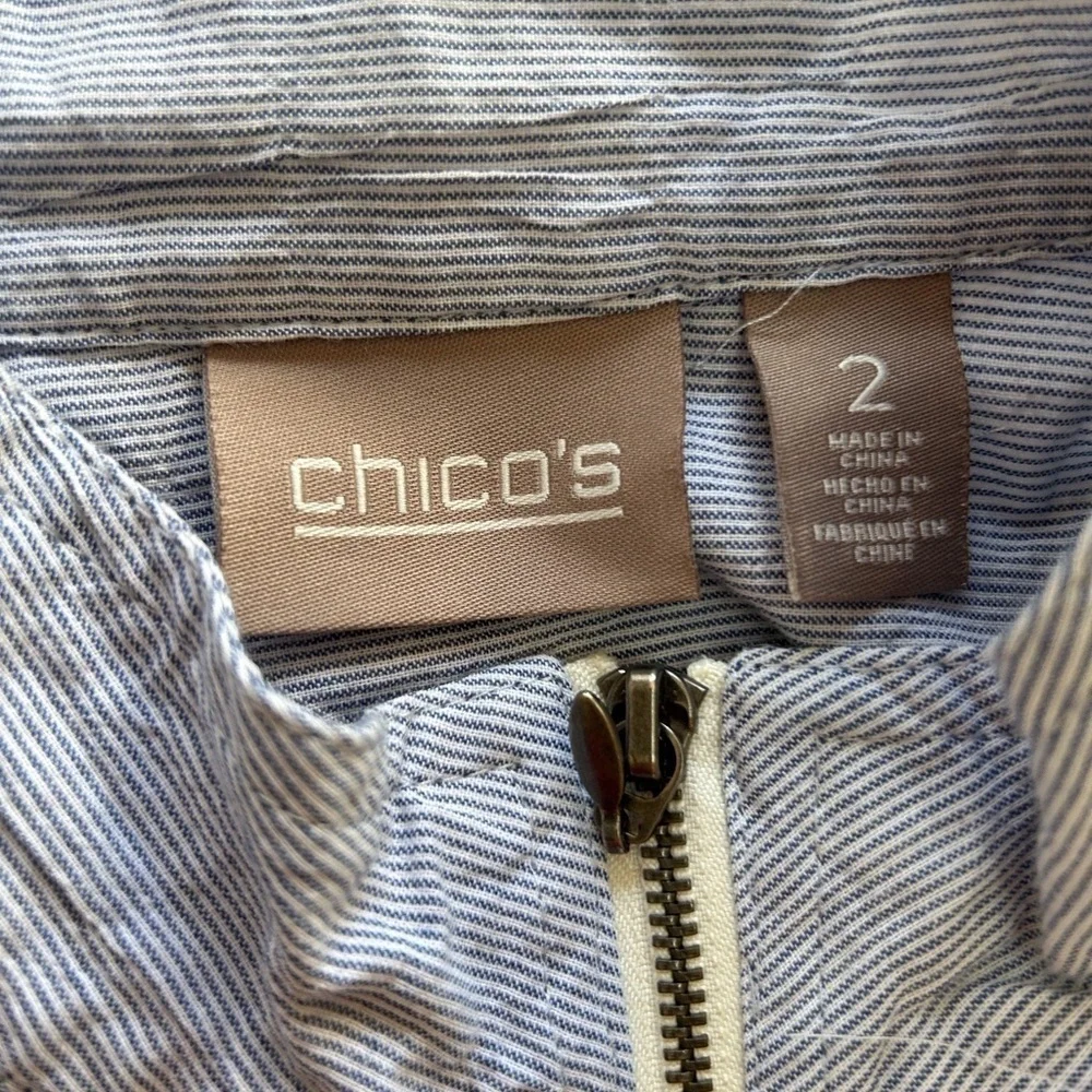 EUC Chicos Cotton zip Front topper, Large